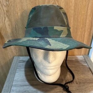 Mega Cap Green Camouflage Bucket Hat Unisex Adjustable Side Snaps Army